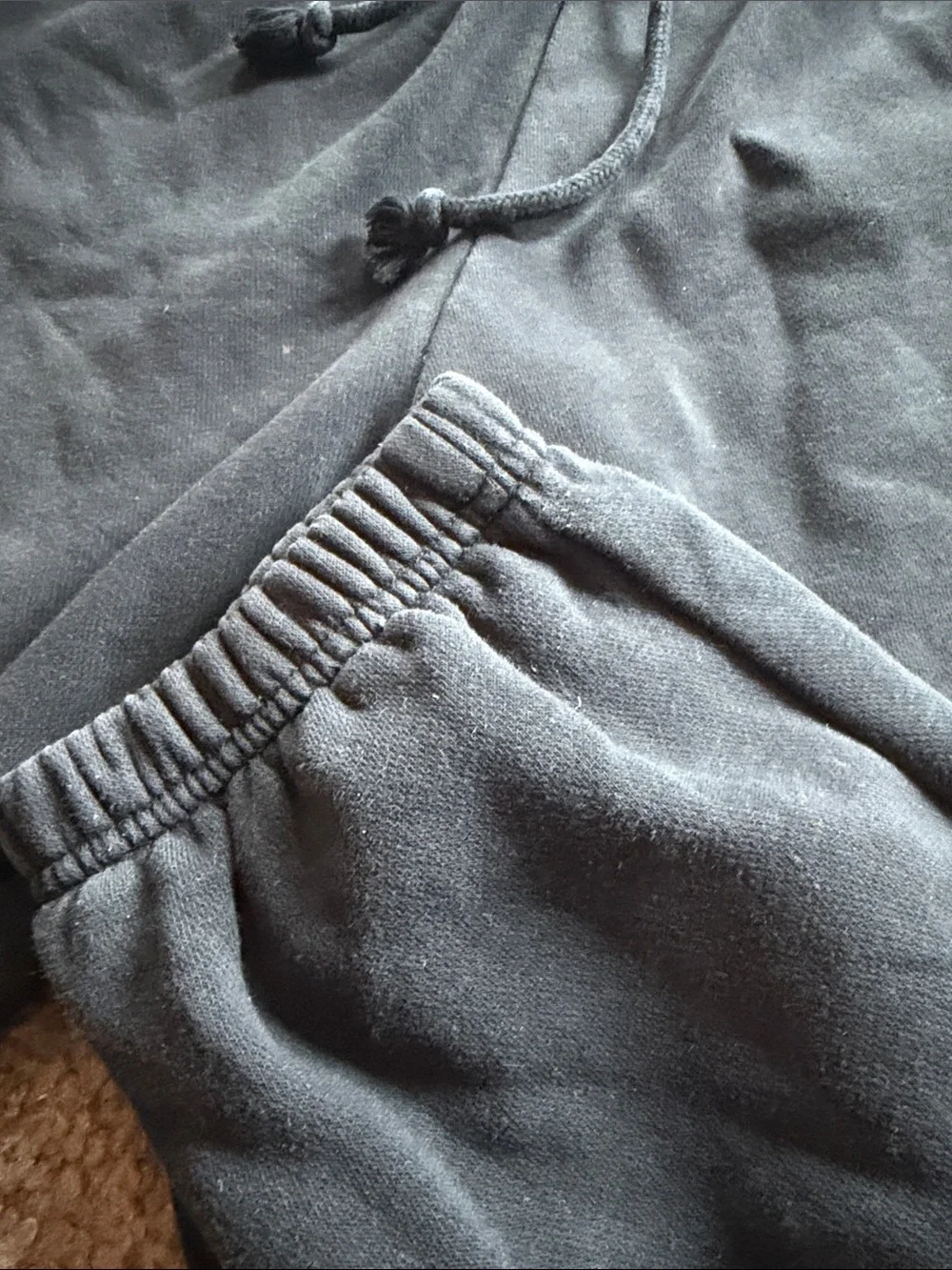 B10 Men’s’ Size Lg Adidas Black Joggers, 2 Holes and Fading